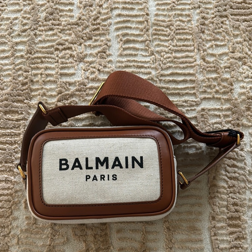Balmain Beige and Brown Crossbody Bag